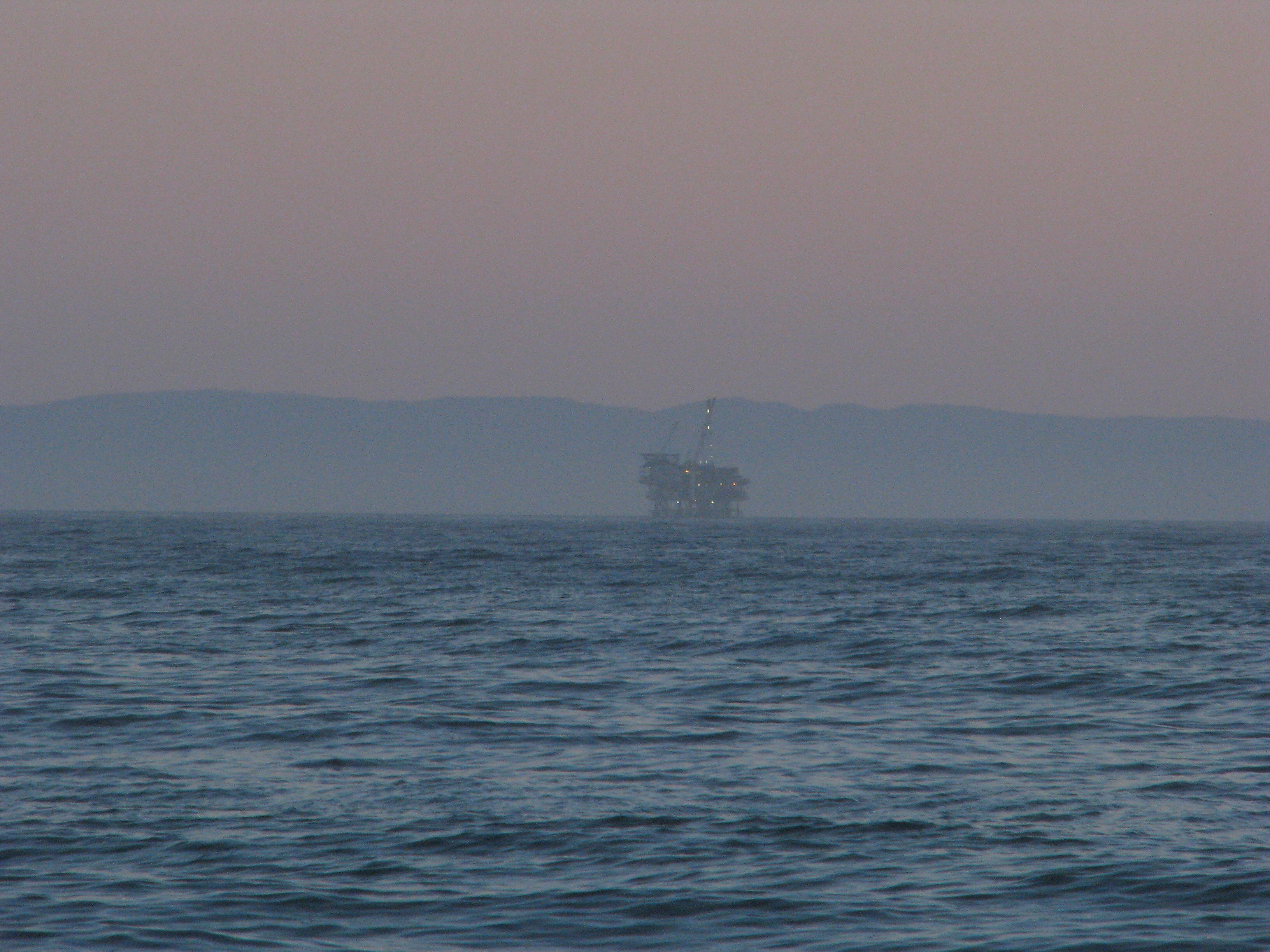 Oil rig platforms off the coast