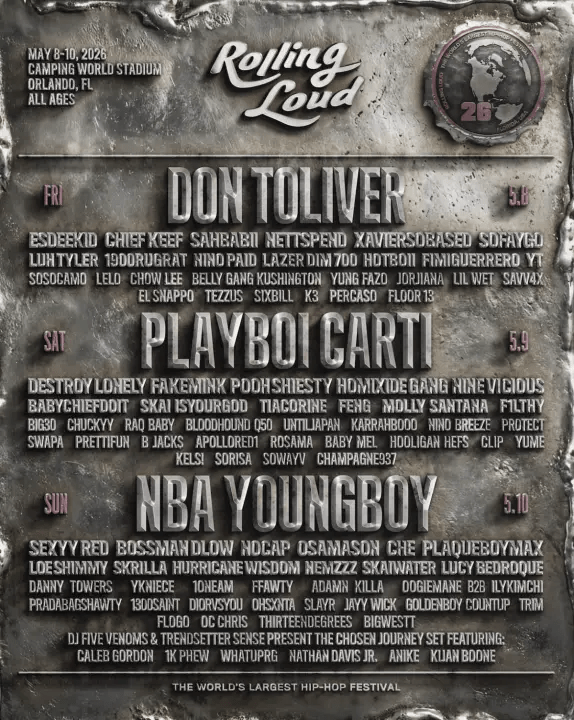 Rolling Loud Announces 2026 Lineup, Headlined by Playboi Carti, YoungBoy Never Broke Again, and Don Toliver
