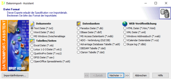 Datenimport Assistent