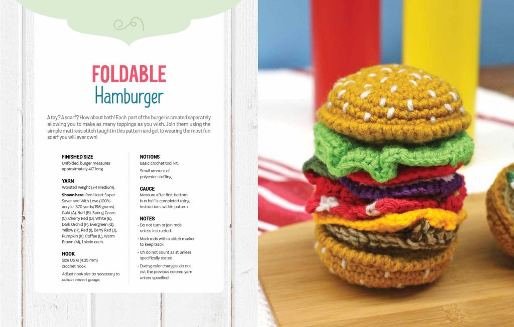 Foldable hamburger crochet pattern