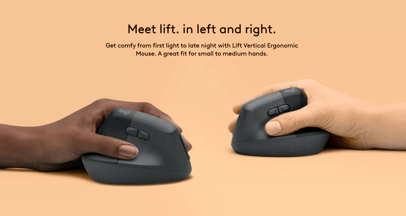Logitech LIFT Vertical Ergonomic Wireless Mouse - Graphite