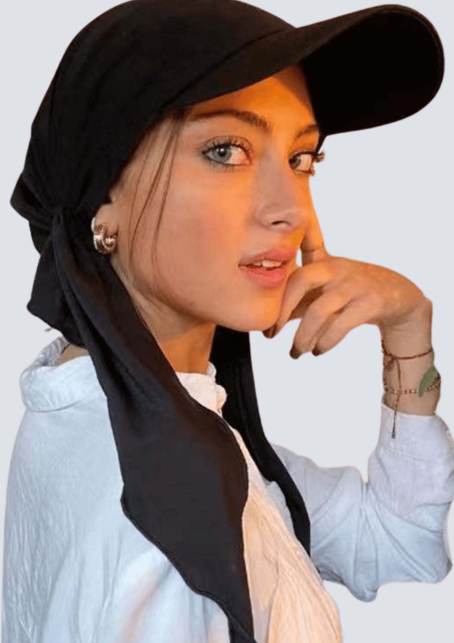 Sun Visor Cap With Attached Scarf