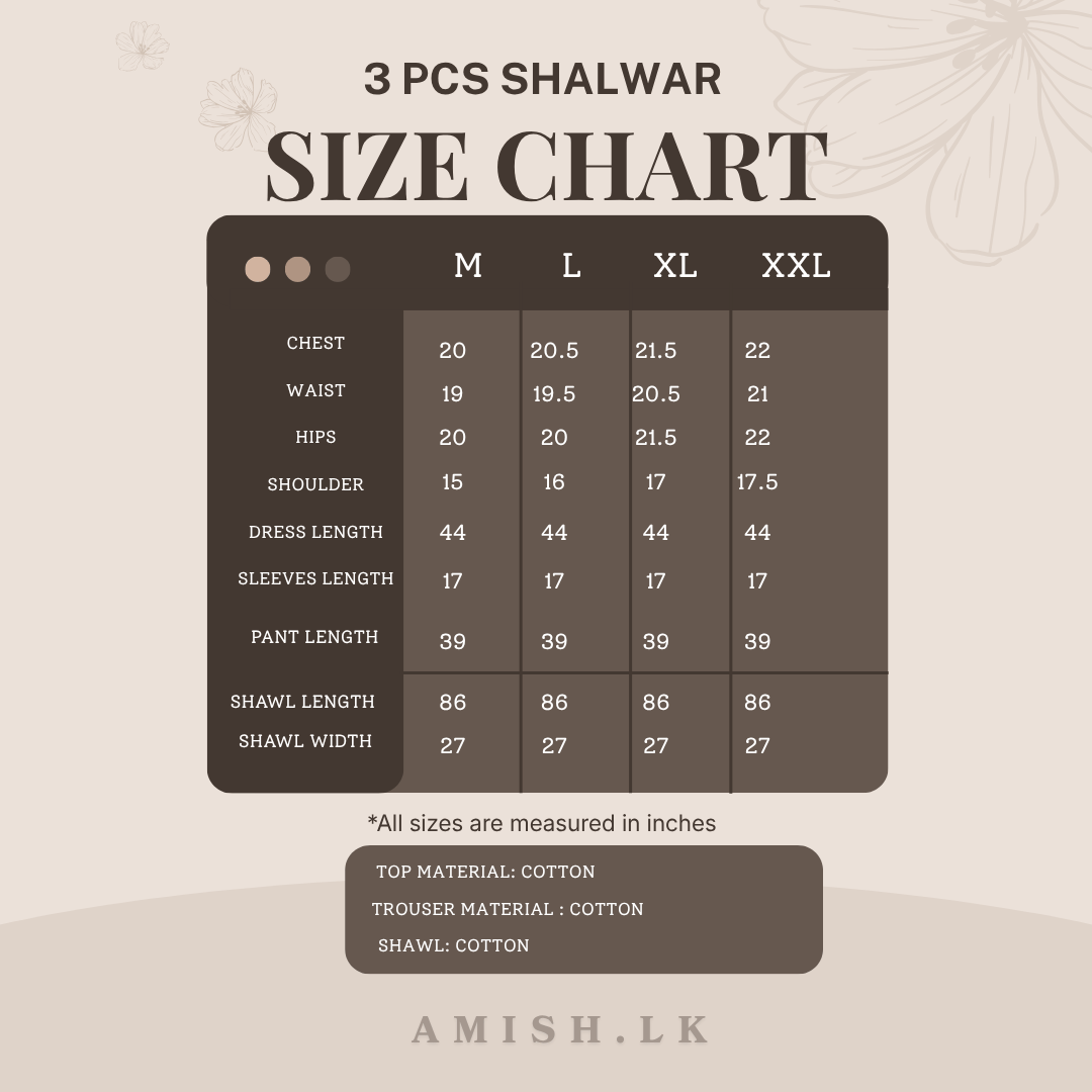 3 PCS Cotton Ready Made Thread Work Shalwar