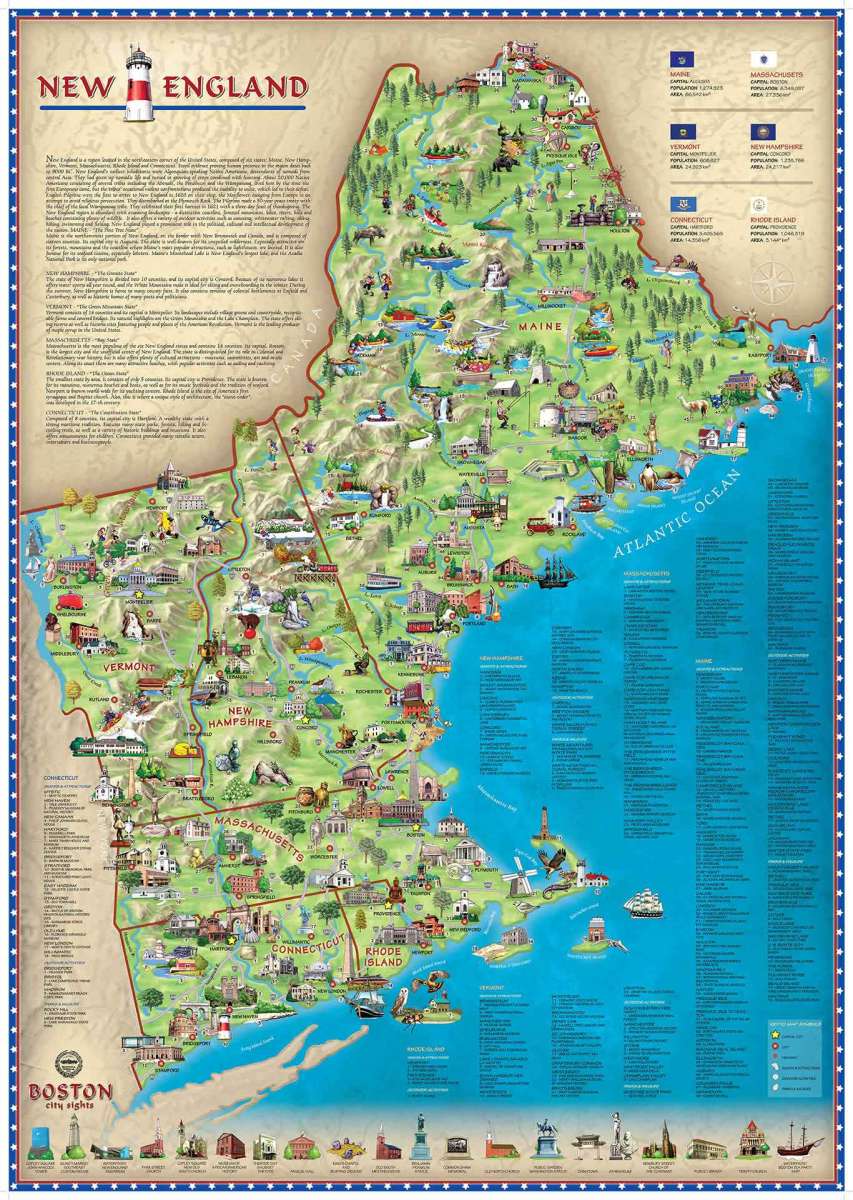 Map Of New England Mountains IM03 New England Illustrated Map 