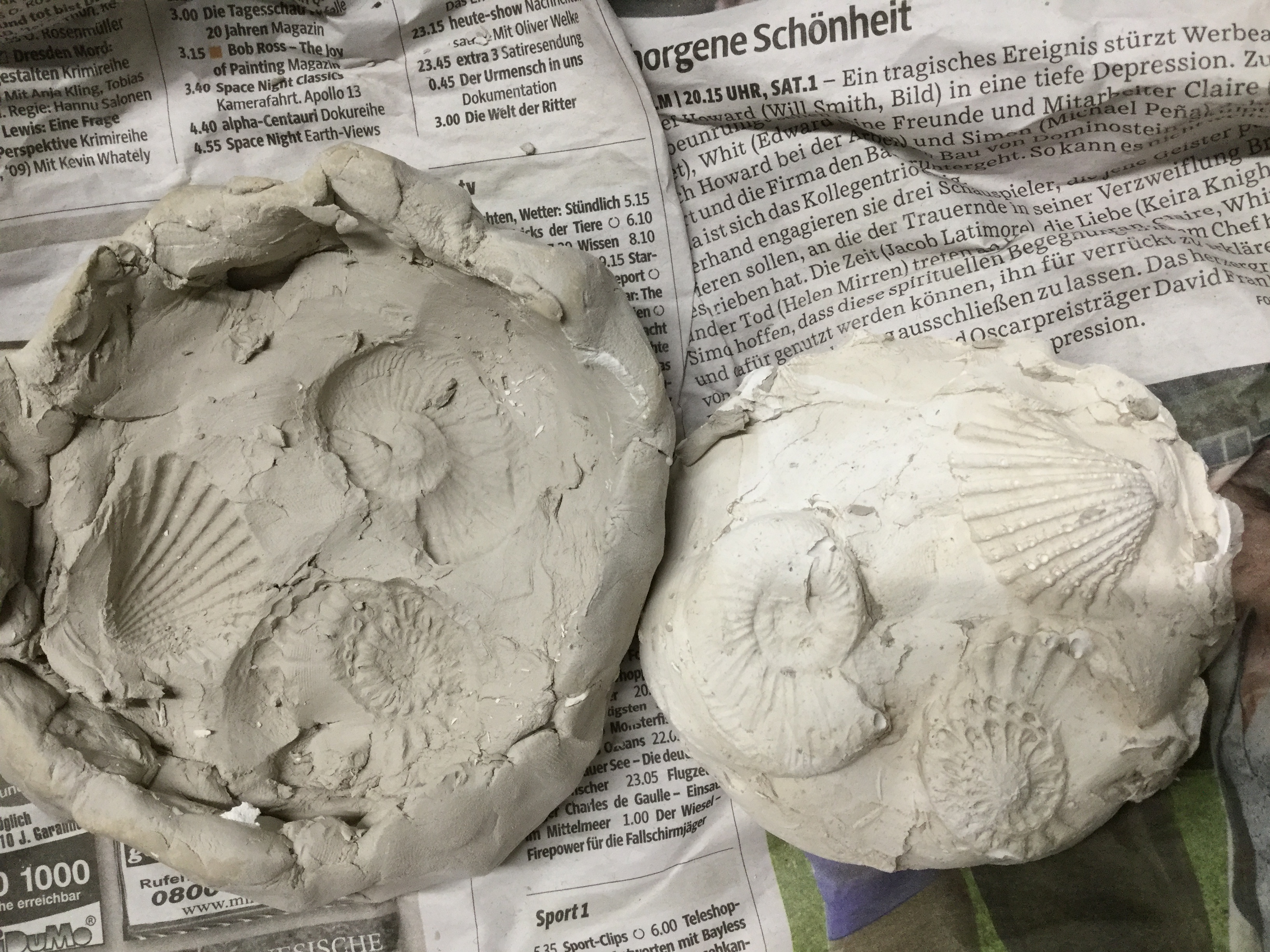 So sehen die Abdücke in der Tonschicht aus.