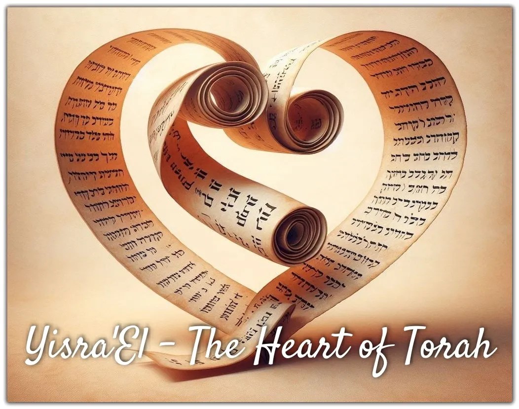"Illustration showing a stylized heart overlaying the outline of Israel, symbolizing Israel as the spiritual and Torah-centered core of God’s people."