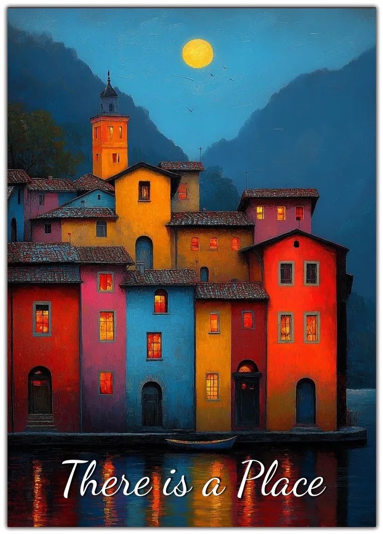 A vibrant, colorful cityscape glowing with warm light, symbolizing hope, belonging, and the promise of a meaningful place, paired with the blog title "There Is a Place."