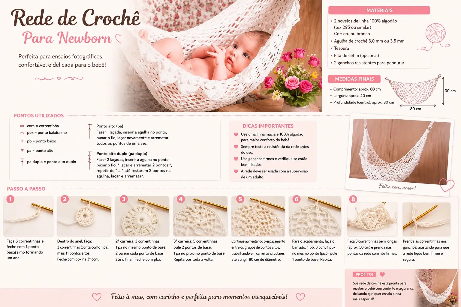Rede de Crochê Para Newborn