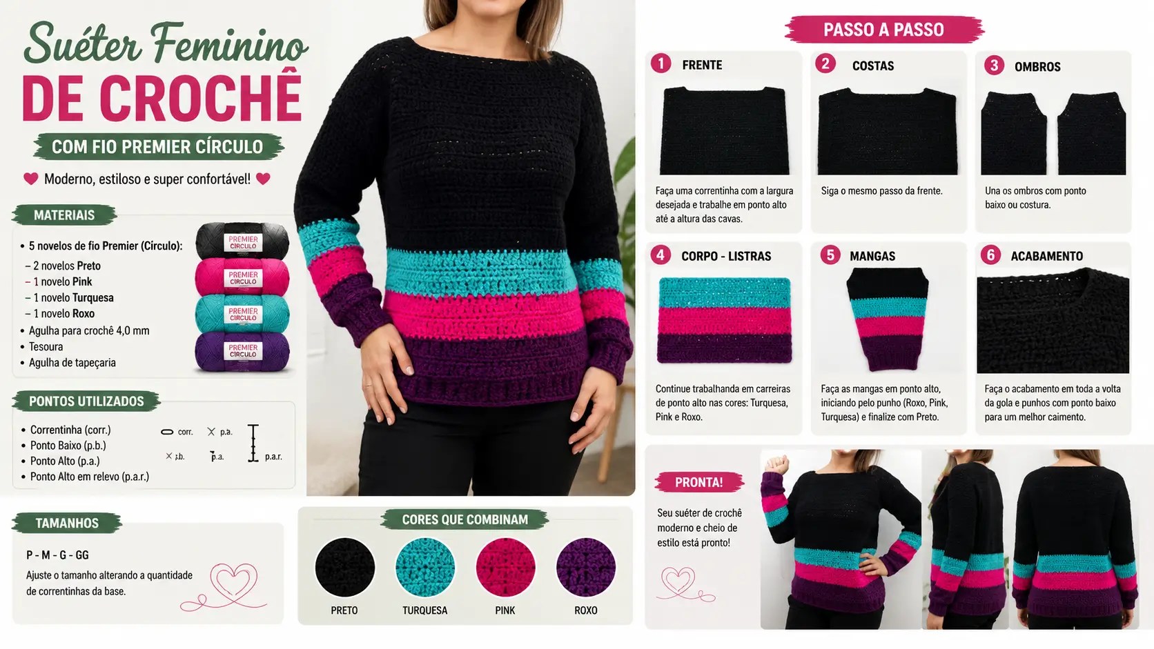Suéter Feminino De Crochê