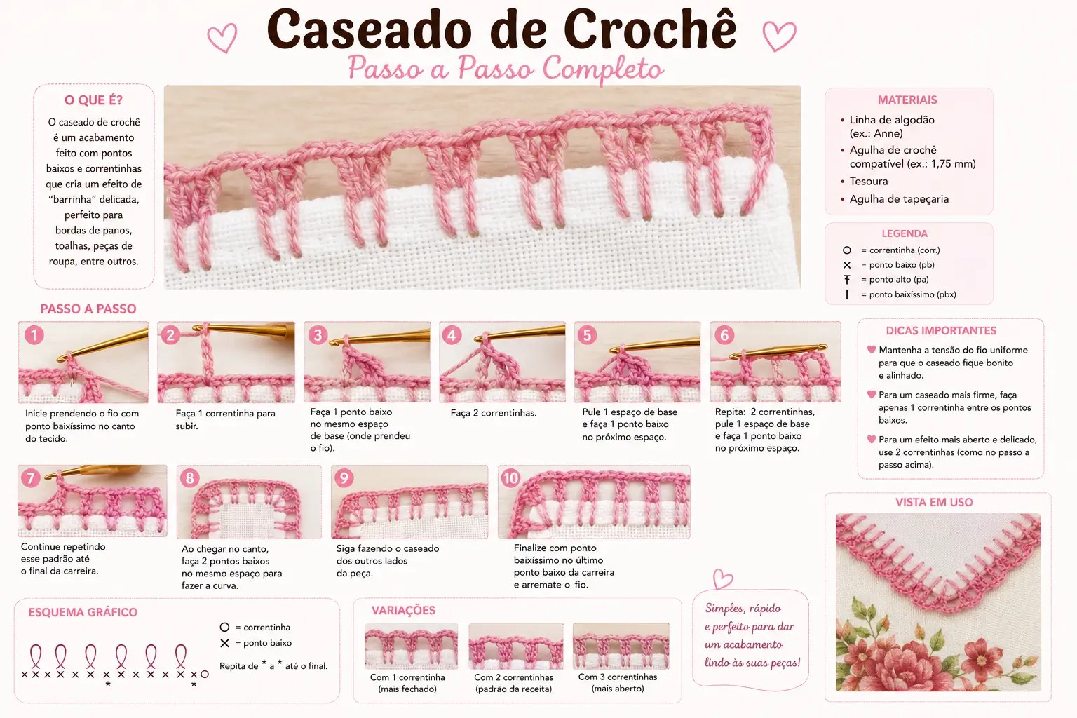 Caseado de Crochê Passo a Passo