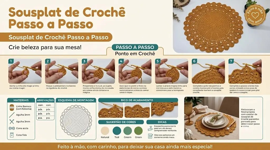 Sousplat de Crochê Passo a Passo