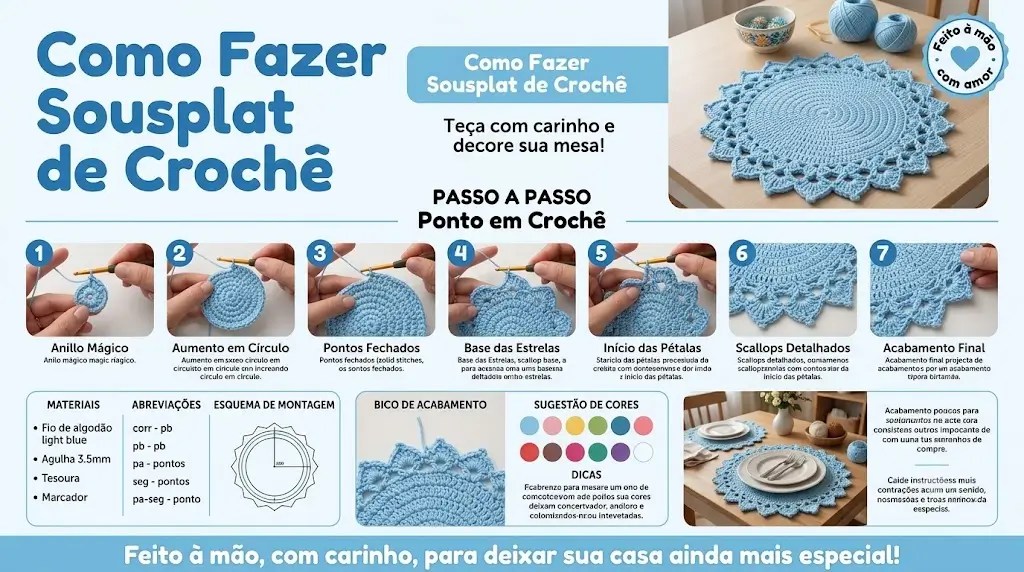 Como Fazer Sousplat de Crochê