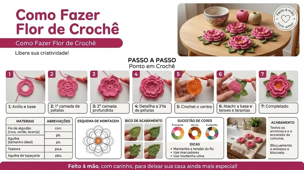 Como Fazer Flor de Crochê