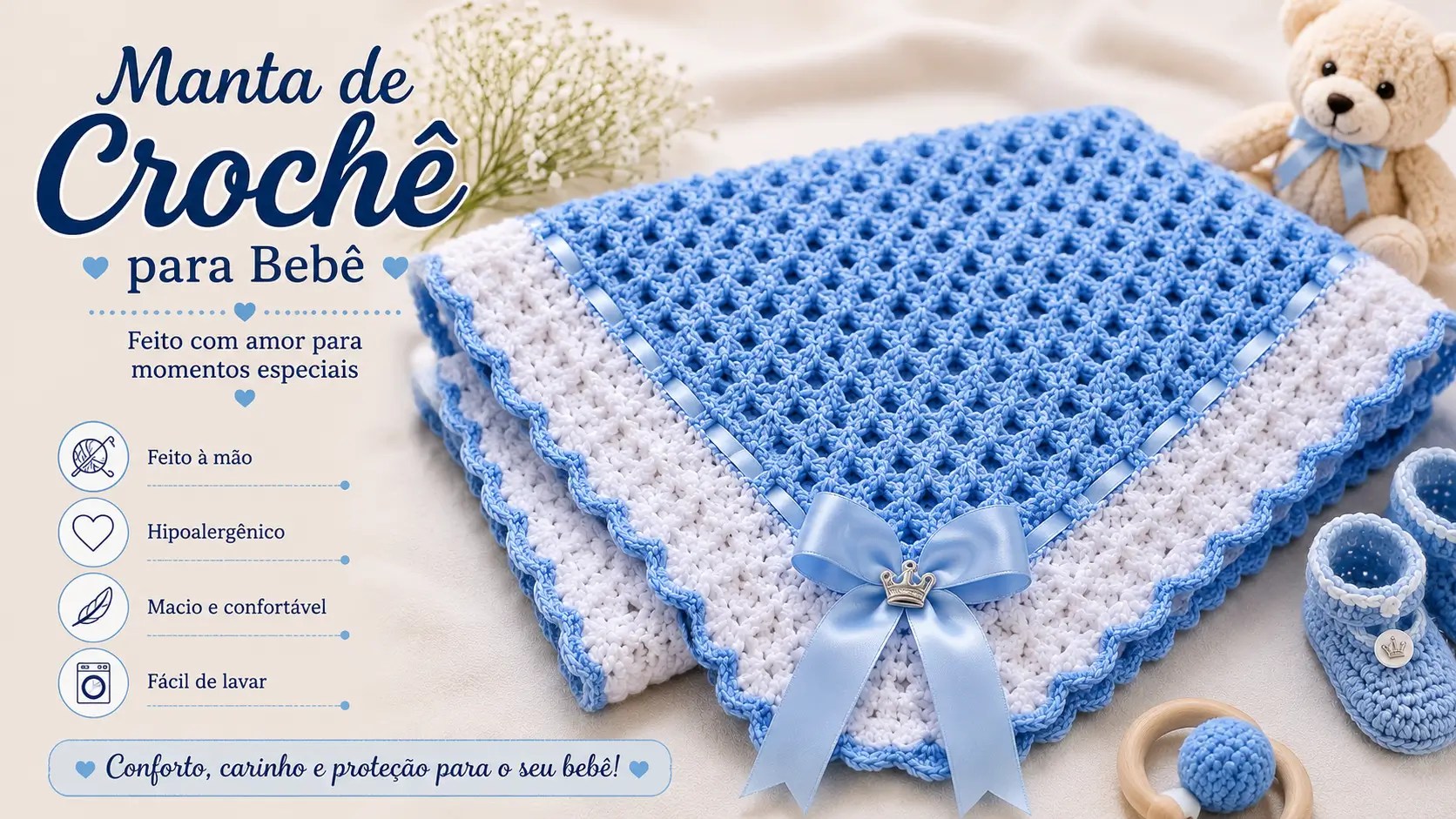 Manta de Crochê Para Bebê