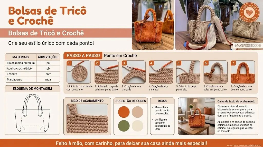 Bolsas de Tricô e Crochê