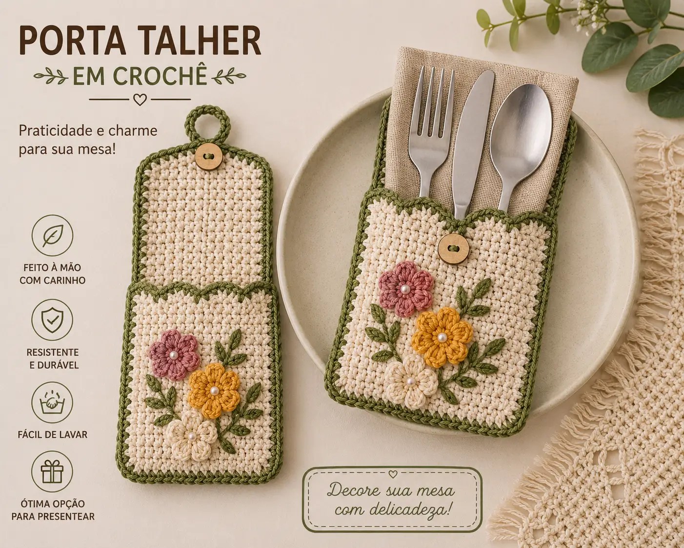 Porta Talher em Crochê