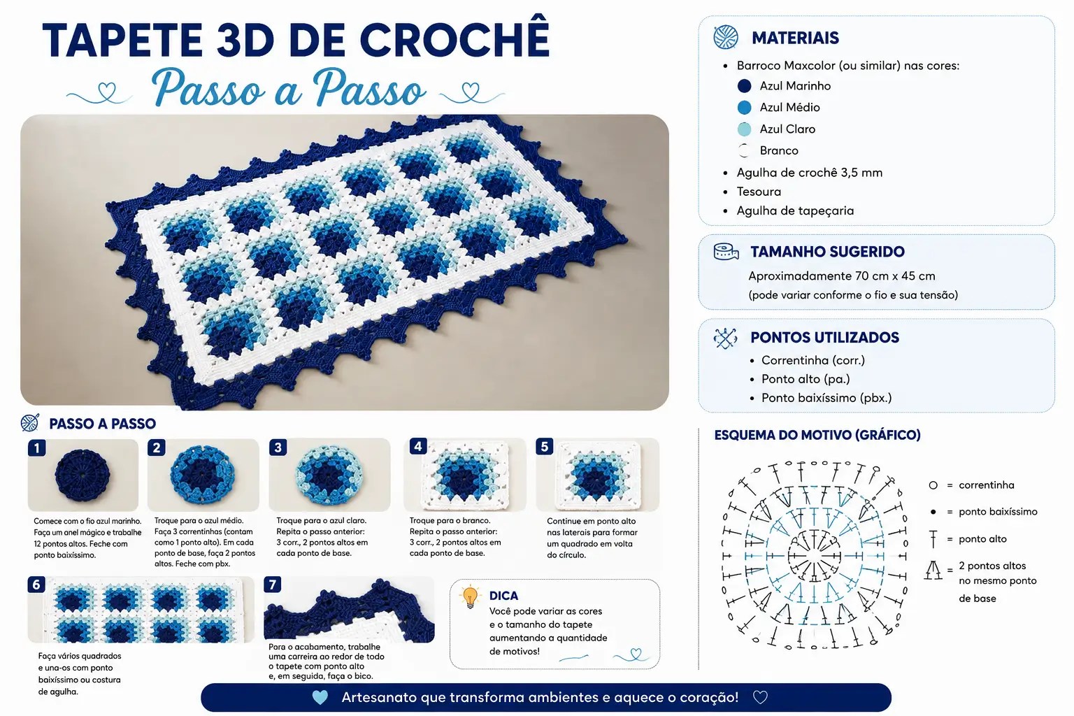 Tapete 3d em Crochê