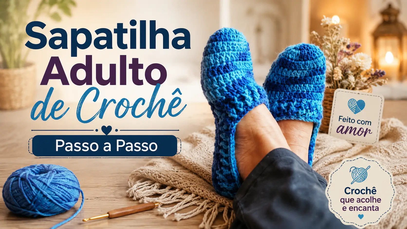Sapatilha Adulto de Crochê