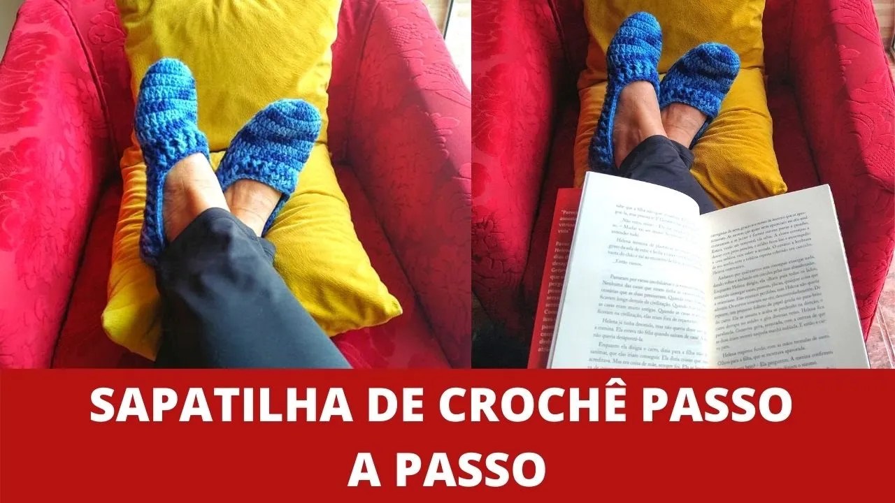 SAPATILHA ADULTO DE CROCHÊ PASSO A PASSO