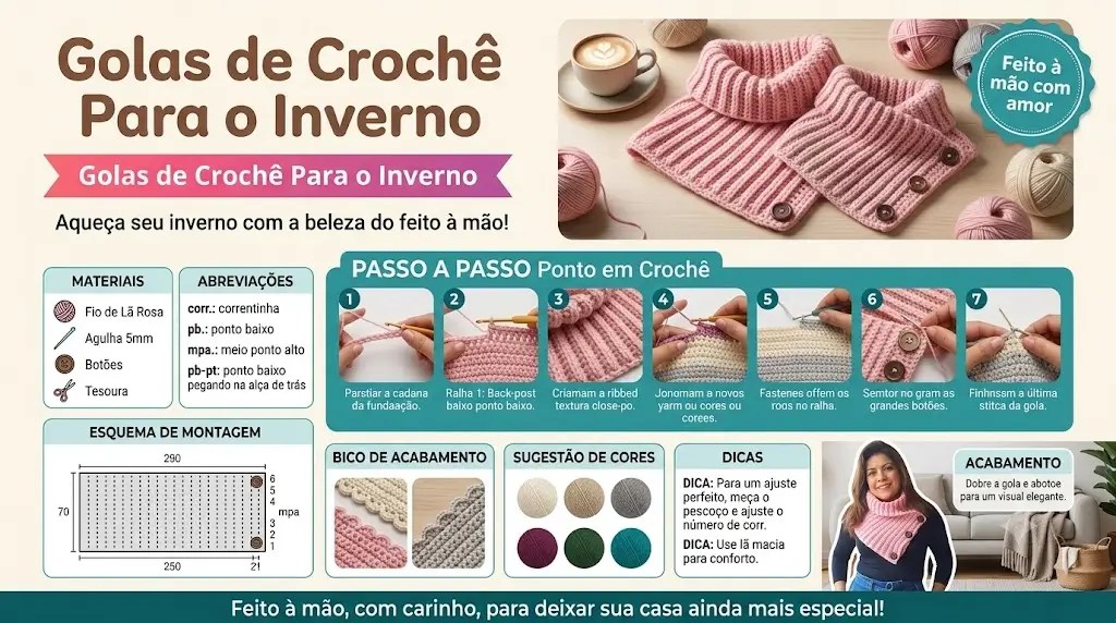 Golas de Crochê Para o Inverno