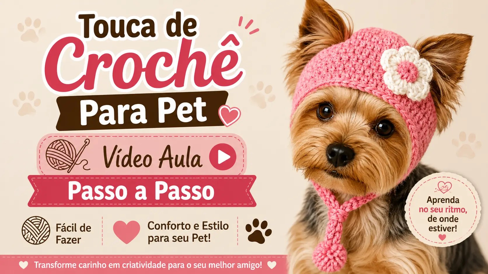 Touca de Crochê Para Pet