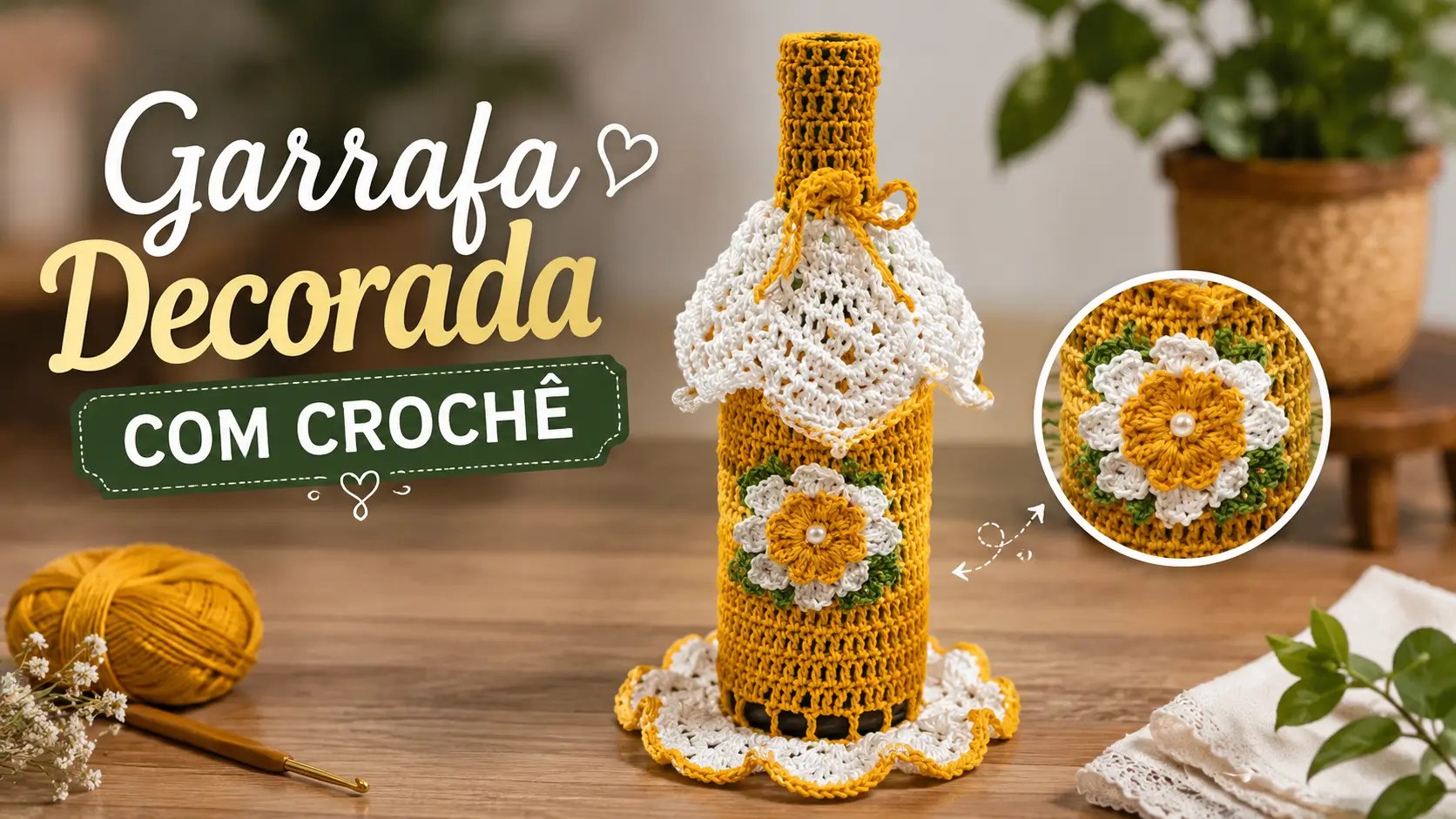 Garrafa Decorada Com Crochê
