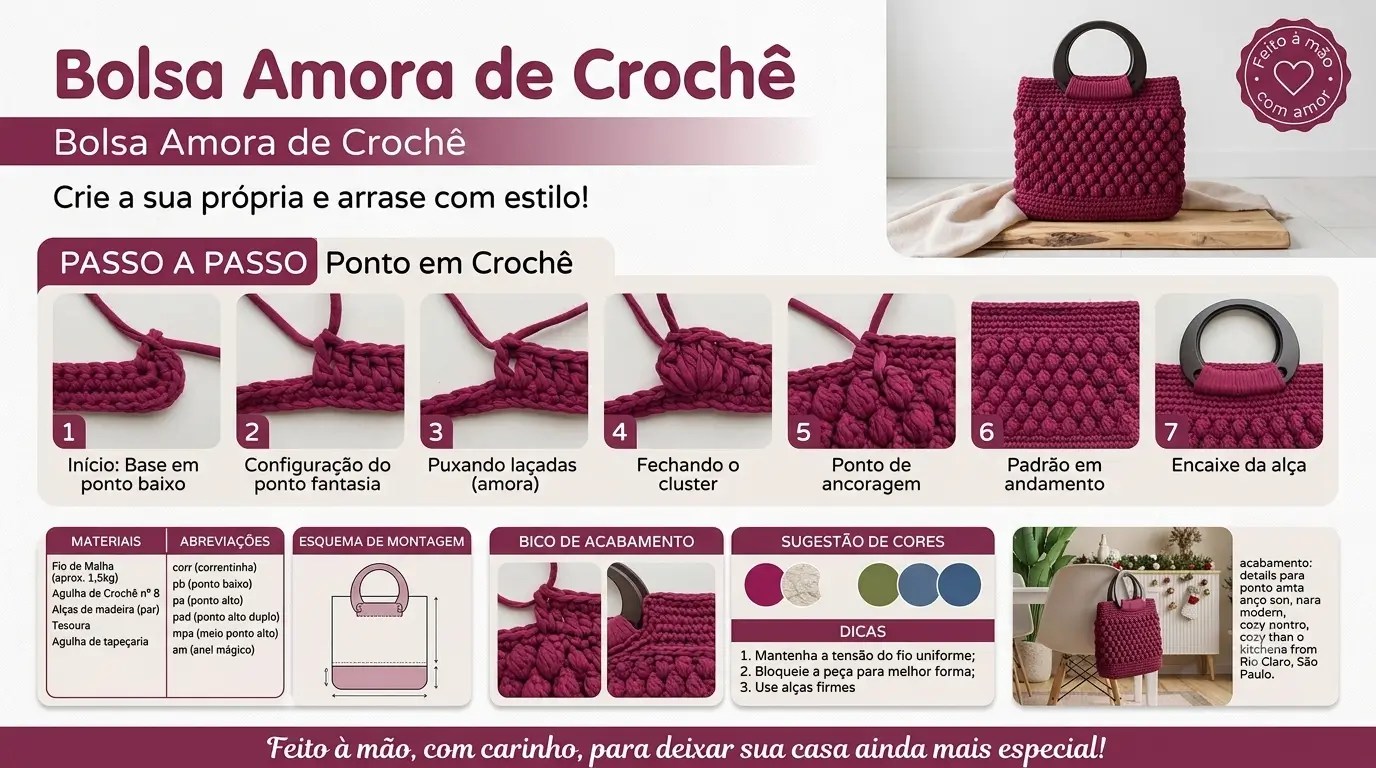 Bolsa Amora de Crochê