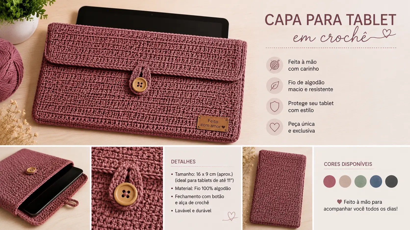 Capa Para Tablet em Crochê