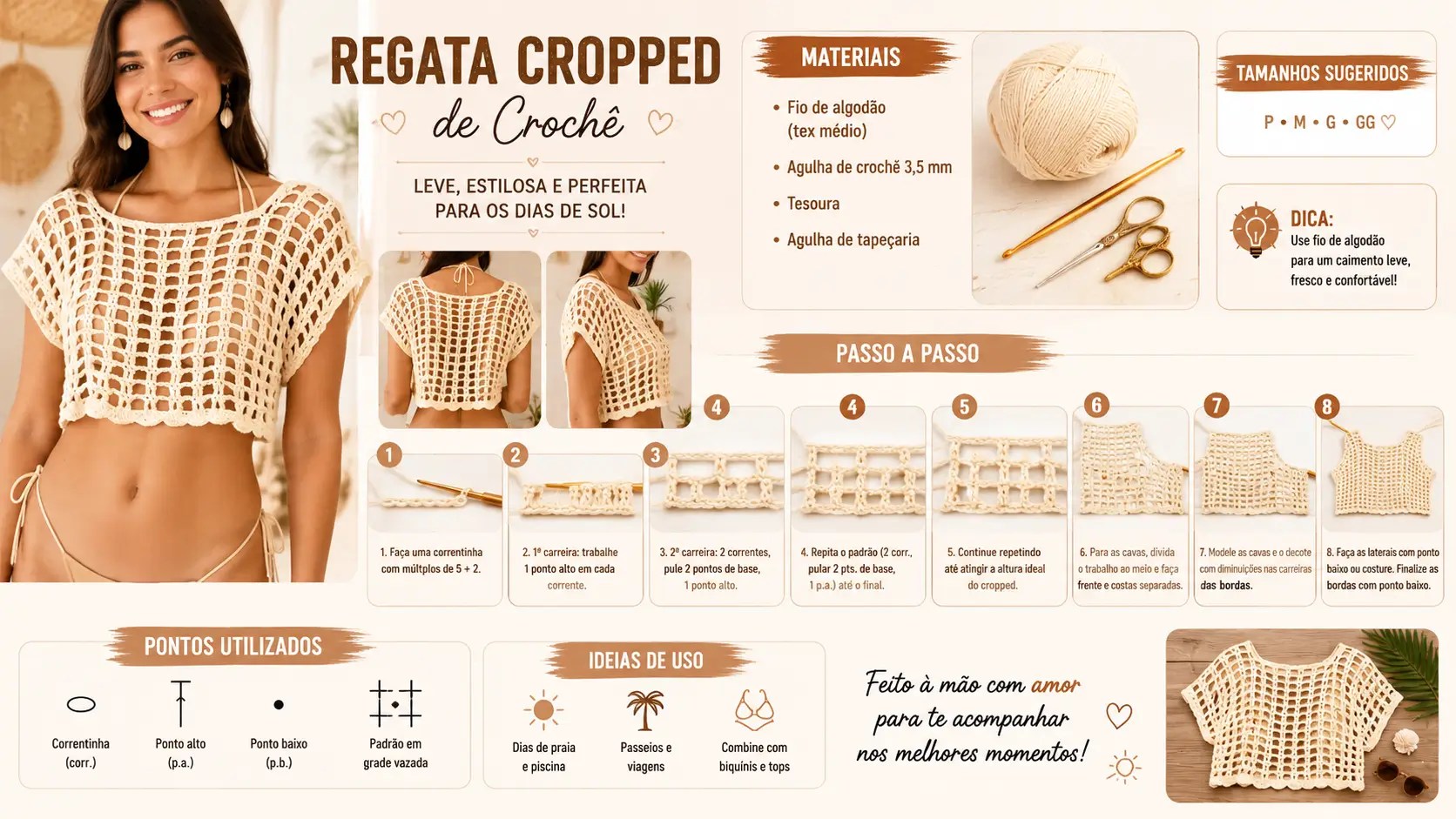 Regata Cropeed de crochê