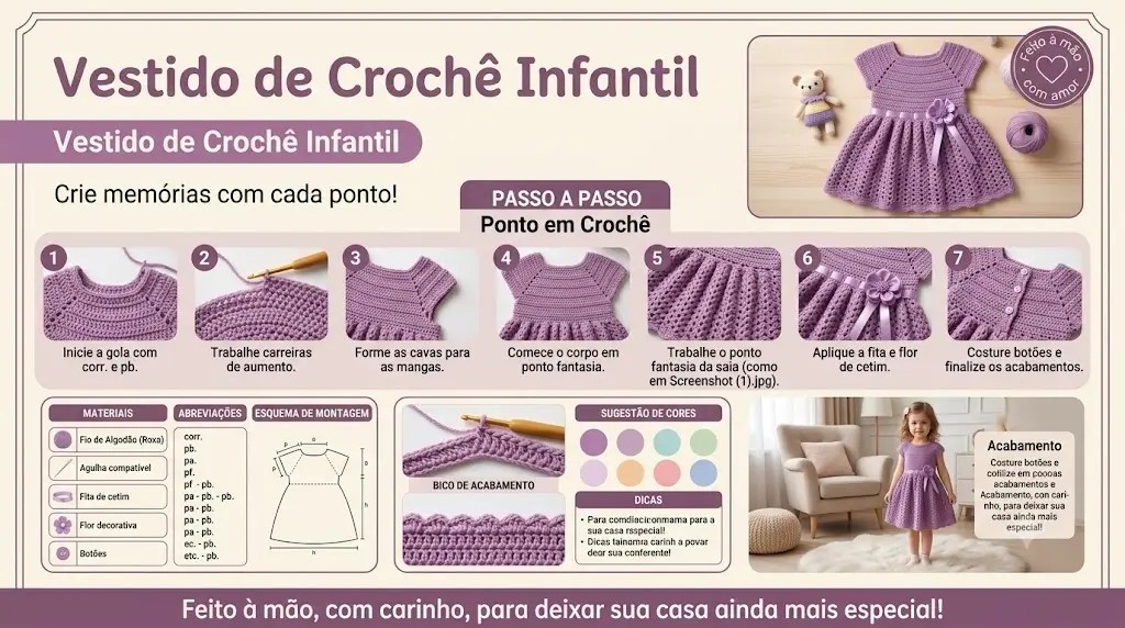 Vestido de Crochê Infantil