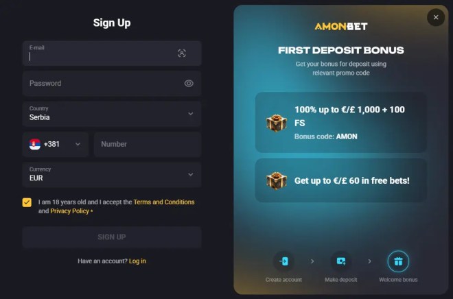 Amonbet Casino - 300 Free Spins & Big Deposit Bonuses