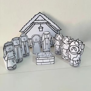 KIT PRESÉPIO DE MESA 3D - PARA COLORIR
