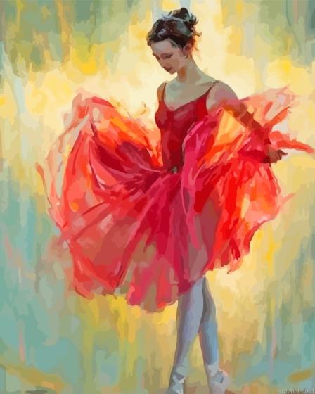 Abstract Red Ballet Bancer Paint By Numbers