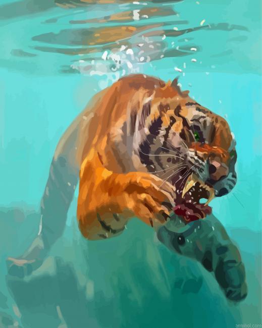 Abstract Tiger In The Water Paint By Numbers