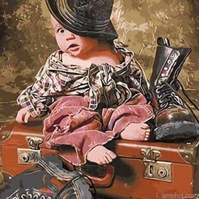 Baby In Large Clothes Paint By Numbers.jpeg