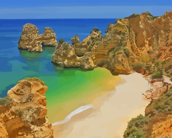 Beach In Albufeira Paint By Numbers
