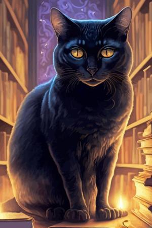 Black Cat In Library Paint By Numbers.jpeg