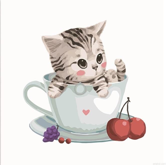 Cat In Cup Paint By Numbers