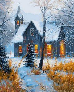 Church In Trees Paint By Numbers.jpeg