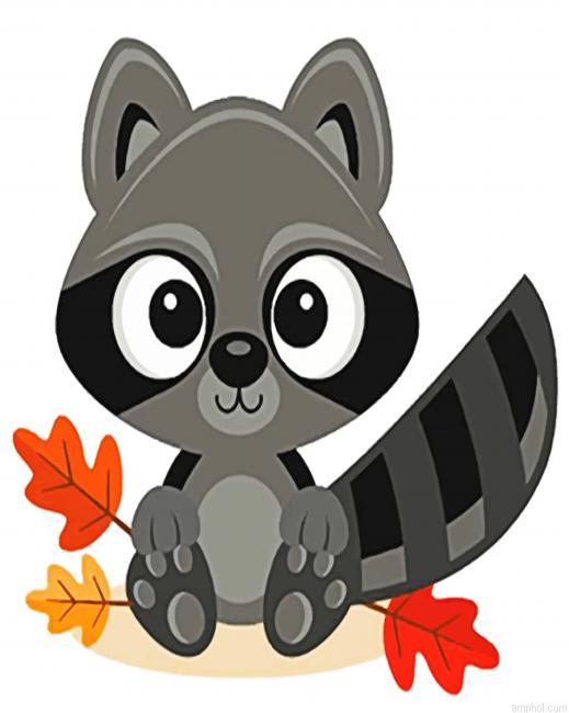 Cute Raccoon Paint By Numbers