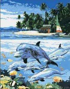 Dolphin In Beach Paint By Numbers