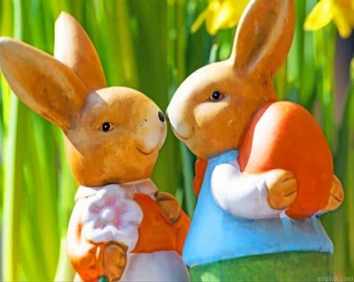 Easter Bunny Rabbits Paint By Numbers