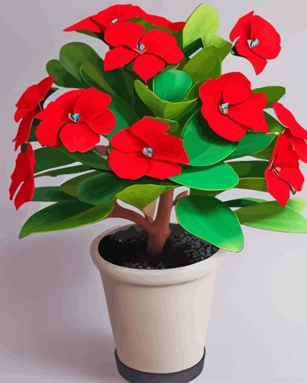 Flowers In Pot Paint By Numbers