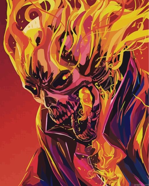 Ghost Rider Illustration Paint By Numbers