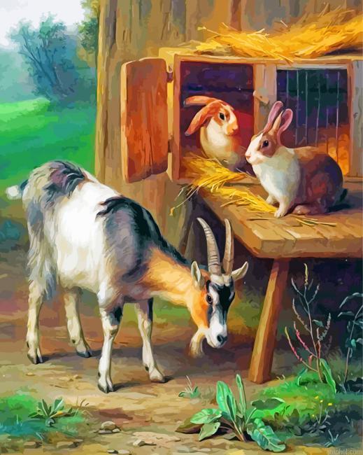 Goat And Rabbits Paint By Numbers.jpeg