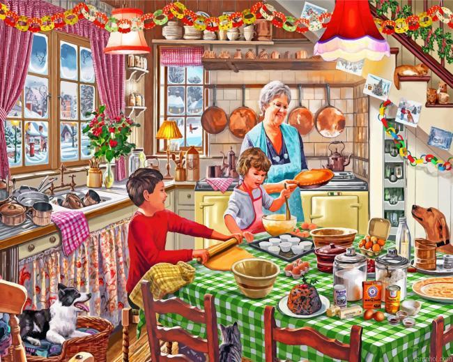 Grandma In Kitchen Paint By Numbers