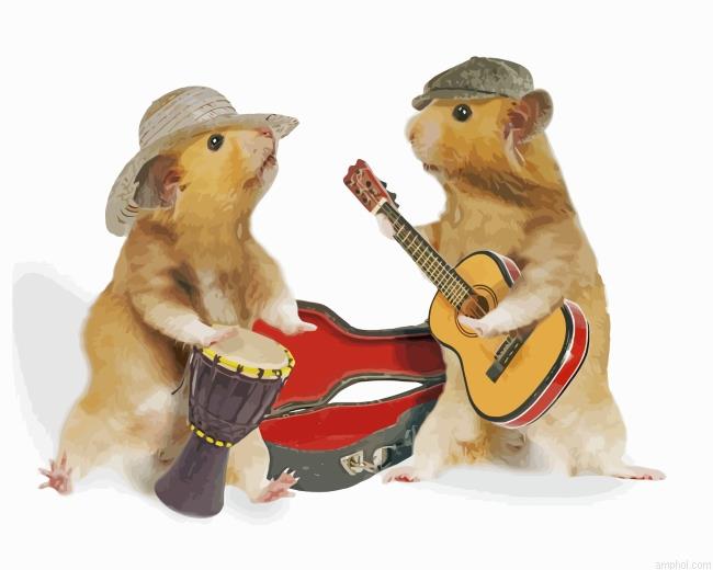 Hamsters Playing Musical Instruments Paint By Numbers.jpeg