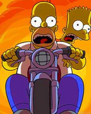 Homer Simpson Riding A Motorcycle Paint By Numbers