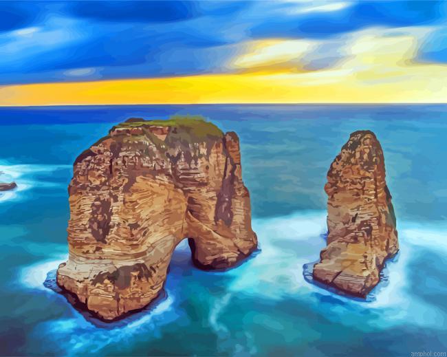 Lebanon Raouche Rocks Paint By Numbers.jpeg