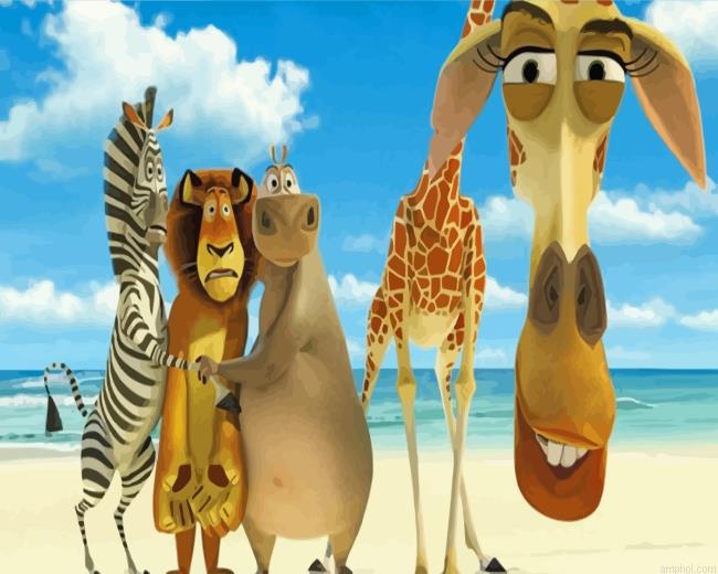 Madagascar Animation In Beach Paint By Numbers